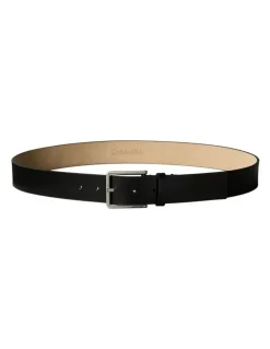 Calvin Klein Warmth Buckle Smooth Belt 35mm in Black/Antique Silver