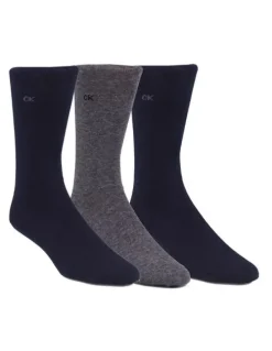 Calvin Klein Cotton Flat Knit Dress Socks 3-Pack in Multi