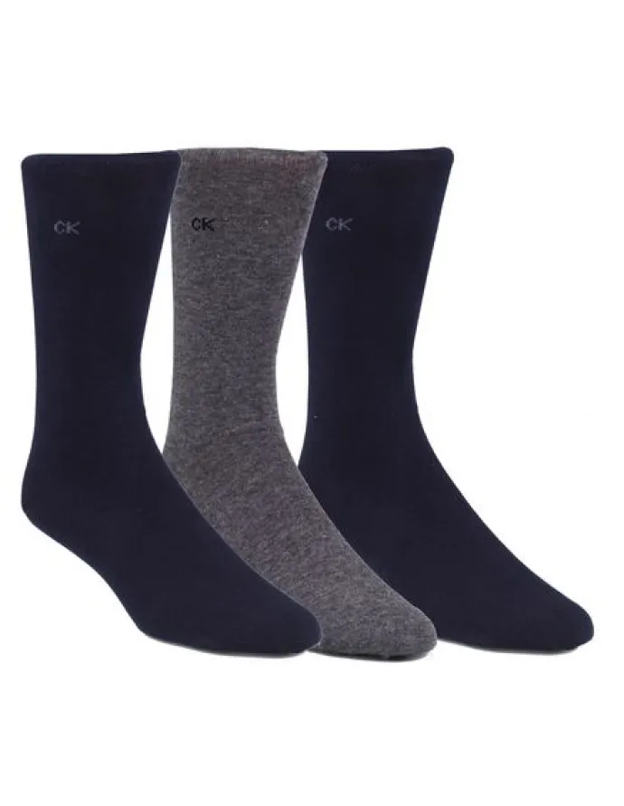 Calvin Klein Cotton Flat Knit Dress Socks 3-Pack in Multi