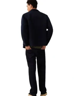 Calvin Klein Double Face Wool Blend Chore Jacket in Dark Sapphire