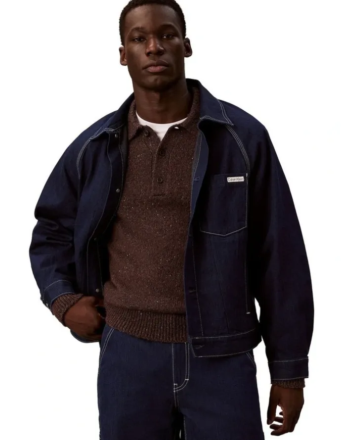 Calvin Klein Jeans Denim Darted Workwear Jacket in Shuriken Rinse