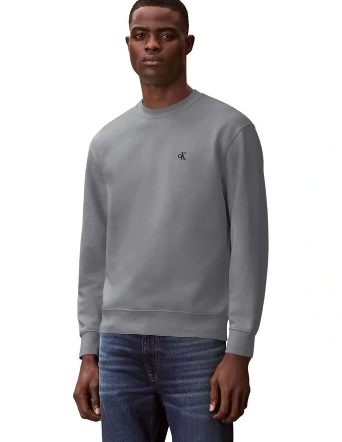 Calvin Klein Jeans Long sleeves 350 Terry Monogram Crew neck Sweatshirt in Grey