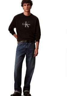 Calvin Klein Jeans Oversized Monogram Sweatshirt in Black