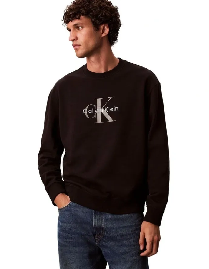 Calvin Klein Jeans Oversized Monogram Sweatshirt in Black