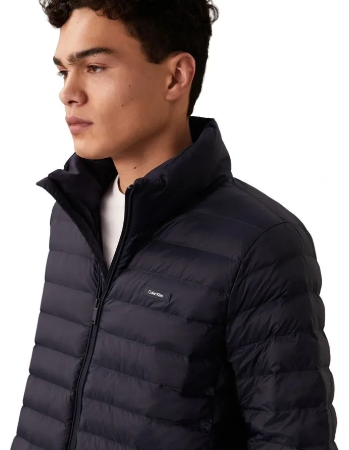 Calvin Klein Light Weight Nylon Channeled Puffer Jacket in Dark Sapphire