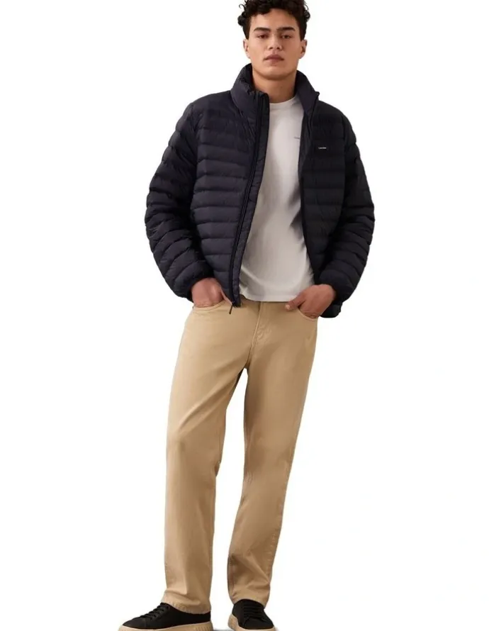 Calvin Klein Light Weight Nylon Channeled Puffer Jacket in Dark Sapphire