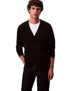 Calvin Klein Merino Wool Cardigan Jumper in Black