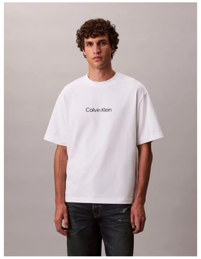 Calvin Klein Relaxed Standard Logo T-shirt in Bright White
