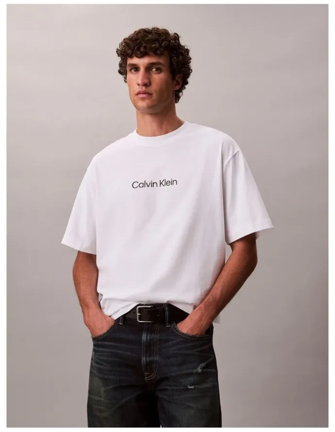 Calvin Klein Relaxed Standard Logo T-shirt in Bright White
