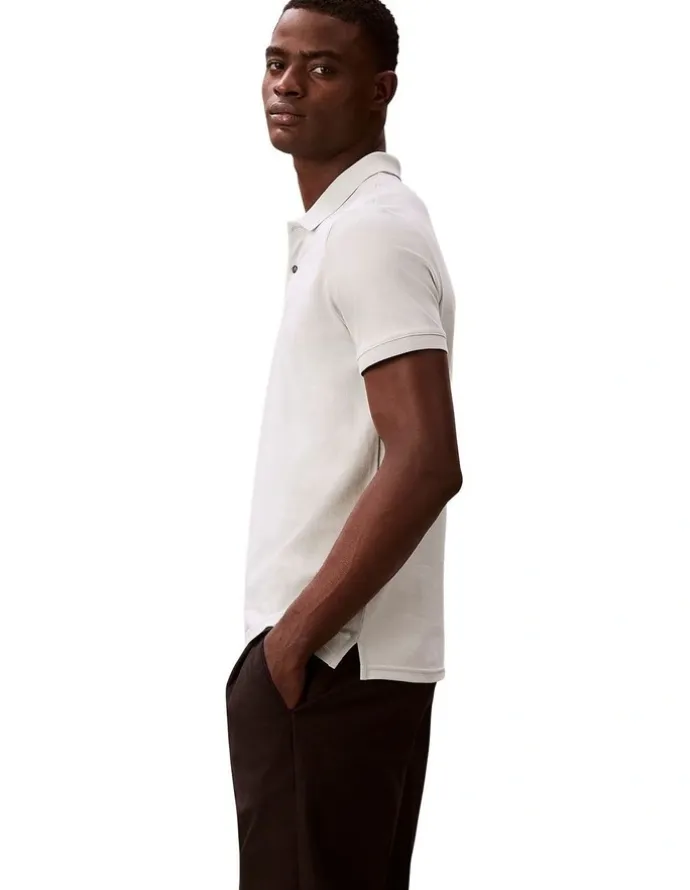 Calvin Klein Short Sleeve Slim Refined Pique Polo Shirt in Pale Meadow