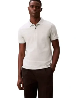 Calvin Klein Short Sleeve Slim Refined Pique Polo Shirt in Pale Meadow