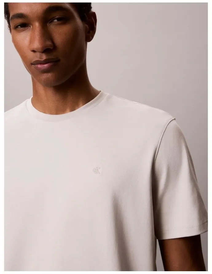 Calvin Klein Short Sleeve Supima Chest Embroidered T-shirt in Moonstruck