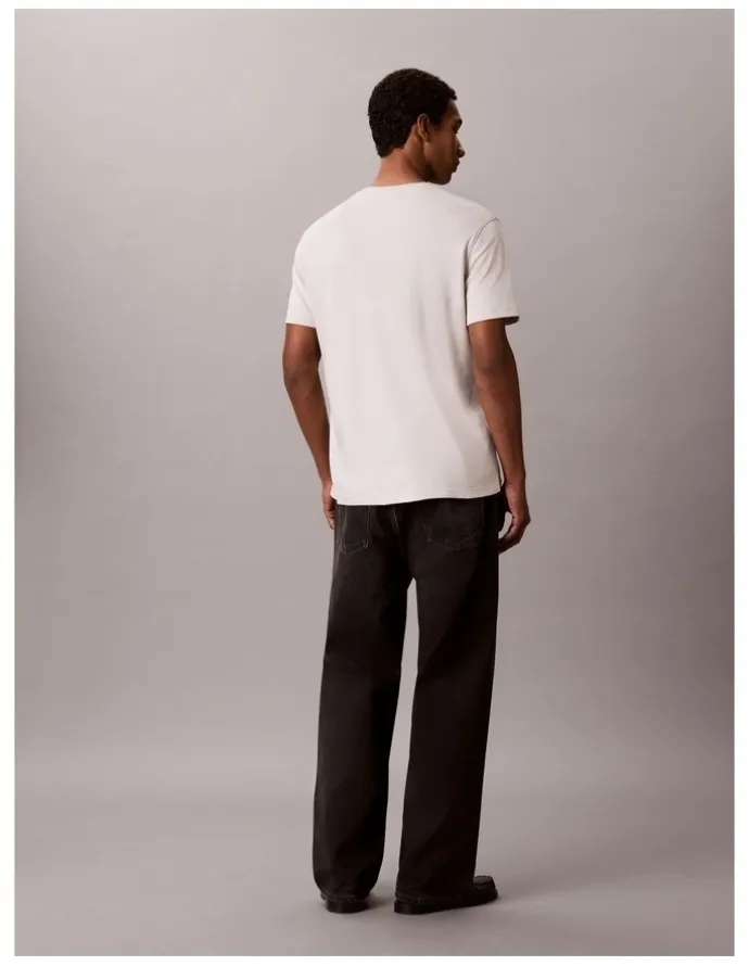 Calvin Klein Short Sleeve Supima Chest Embroidered T-shirt in Moonstruck