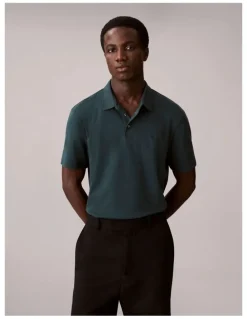 Calvin Klein Short Sleeve Supima Chest Embroidered Polo in Nearly Navy