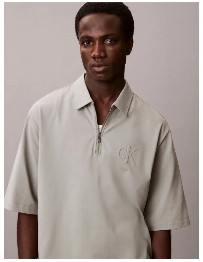 Calvin Klein Short Sleeve Supima Chest Embroidered Polo in Shadow