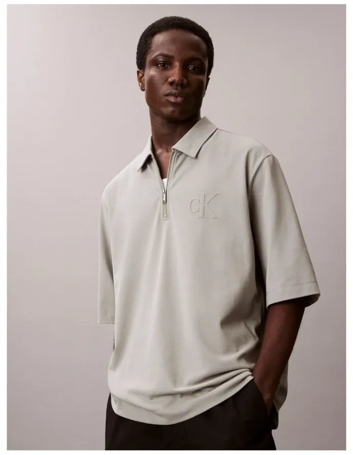 Calvin Klein Short Sleeve Supima Chest Embroidered Polo in Shadow