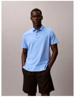Calvin Klein Short Sleeve Supima Chest Embroidered Polo in Blue Descent
