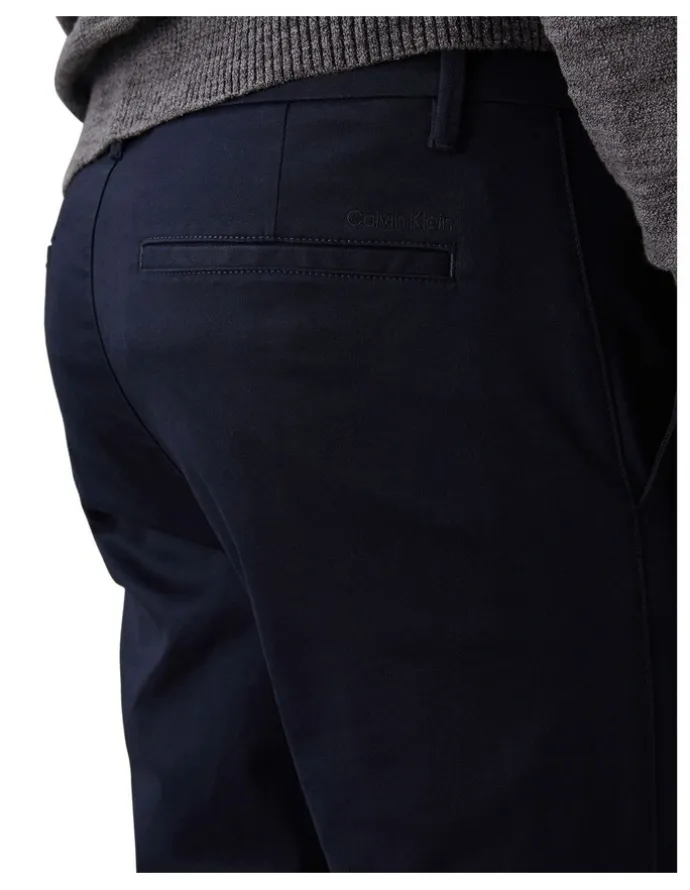 Calvin Klein Slim Cotton Stretch Chino Trouser in Dark Sapphire