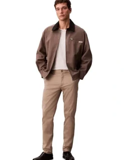 Calvin Klein Slim Cotton Stretch Chino Trouser in Vintage Khaki