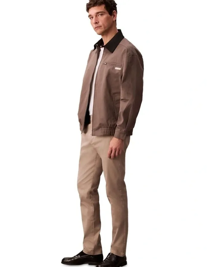 Calvin Klein Slim Cotton Stretch Chino Trouser in Vintage Khaki