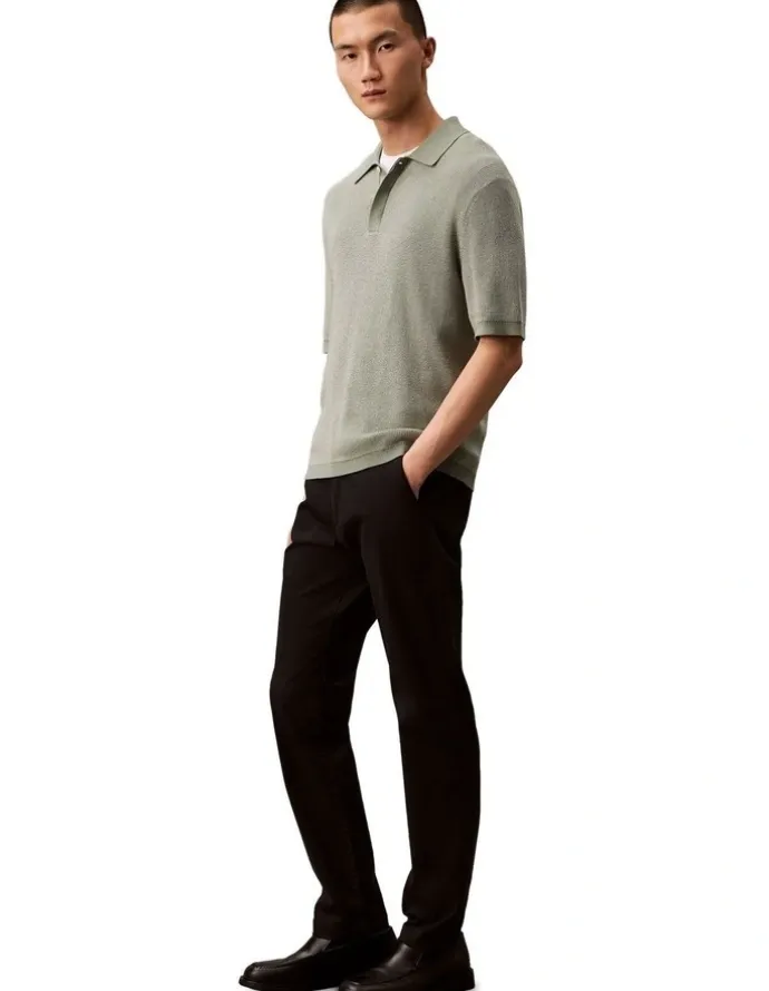 Calvin Klein Slim Cotton Stretch Chino Trouser in Black