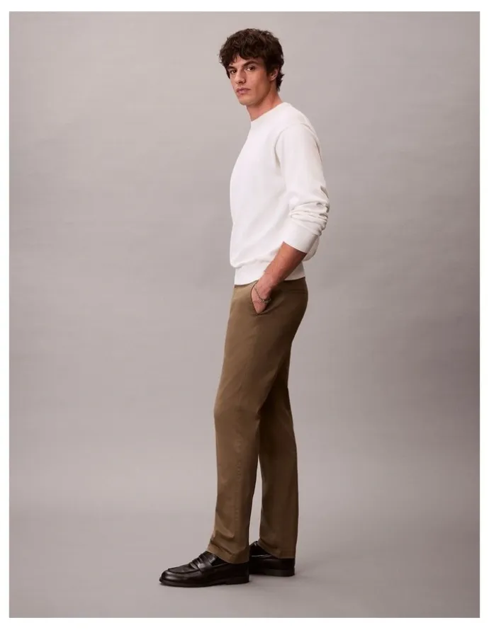 Calvin Klein Slim Stretch Chino Trousers in Capers