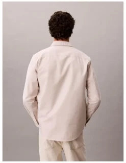 Calvin Klein Solid Oxford Long Sleeve Shirt White Pepper