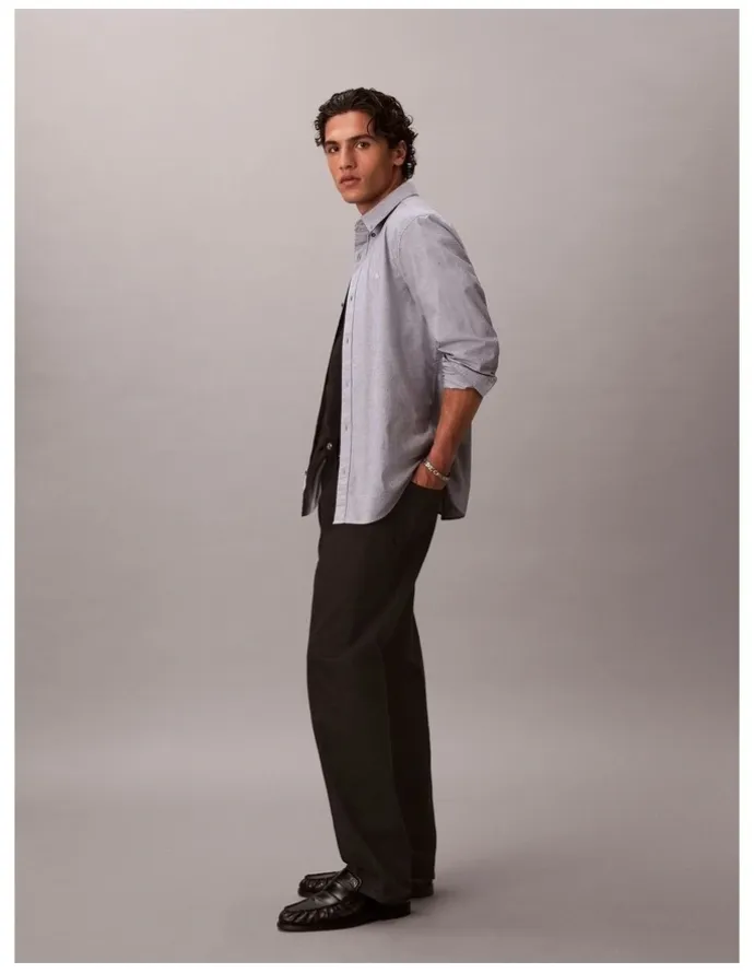 Calvin Klein Solid Oxford Long Sleeve Shirt Dark Sapphire