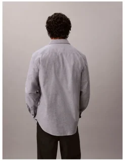 Calvin Klein Solid Oxford Long Sleeve Shirt Dark Sapphire