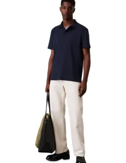 Calvin Klein Supima Chest Embro Polo in Dark Sapphire