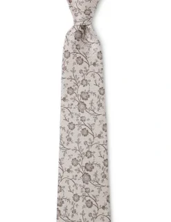 Cambridge Blossoms Silk Tie In Taupe
