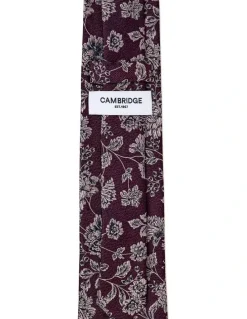 Cambridge Carnations Silk Tie In Plum