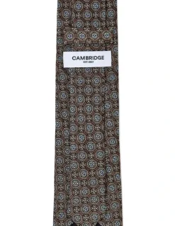 Cambridge Double Foulard Silk Tie In Chocolate