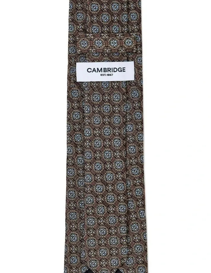Cambridge Double Foulard Silk Tie In Chocolate