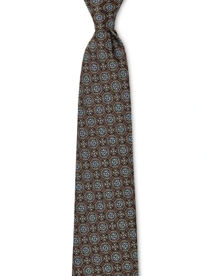 Cambridge Double Foulard Silk Tie In Chocolate
