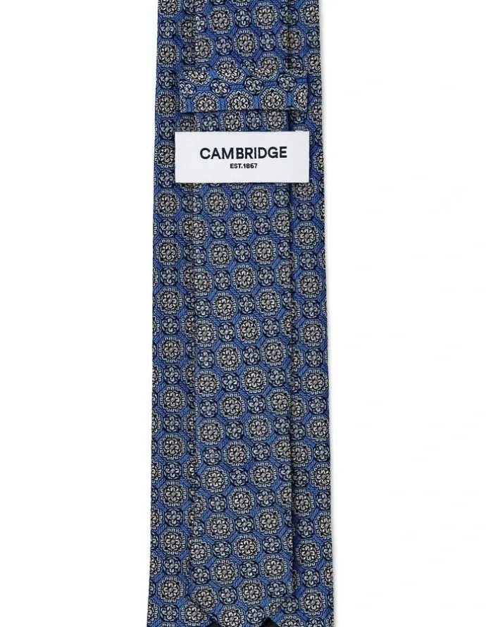 Cambridge Double Foulard Silk Tie In Blue
