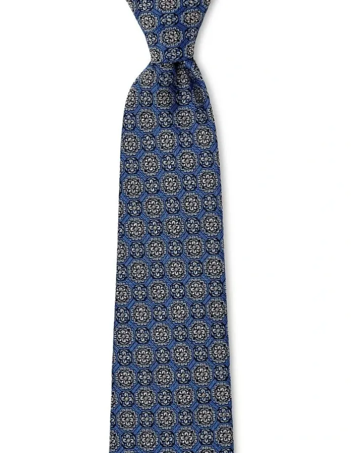 Cambridge Double Foulard Silk Tie In Blue