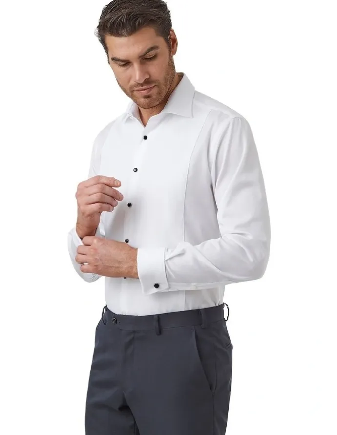 Cambridge Essex Modern Fit Tuexdo Shirt in White
