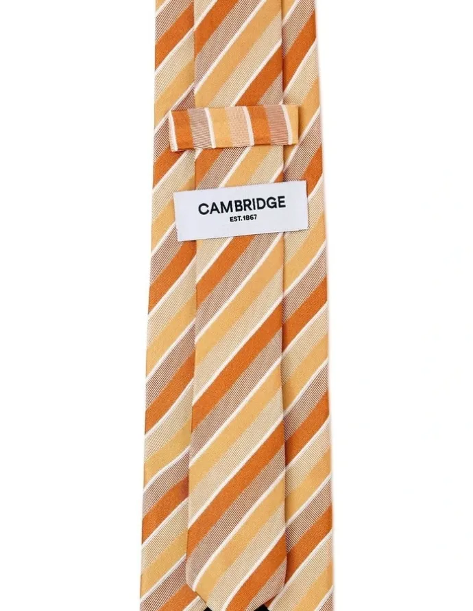 Cambridge Grosgrain Stripe Silk Tie In Yellow