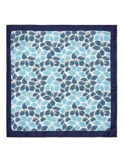 Cambridge Hibiscus Silk Pocket Square in Denim