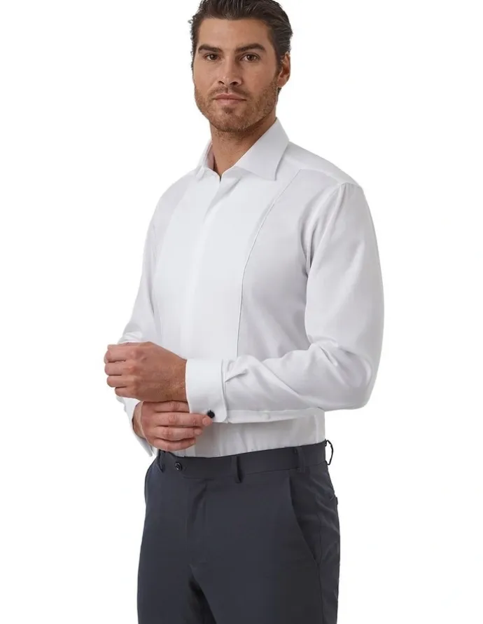 Cambridge Kent Modern Fit Tuxedo Shirt in White