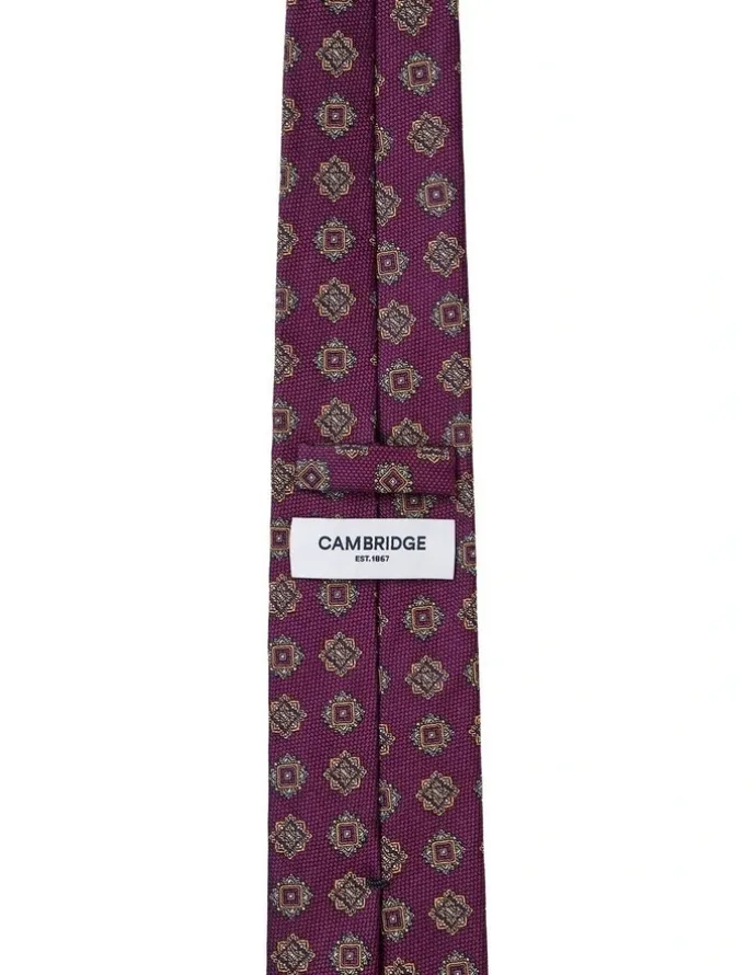 Cambridge Matte Foulard Silk Tie in Wine