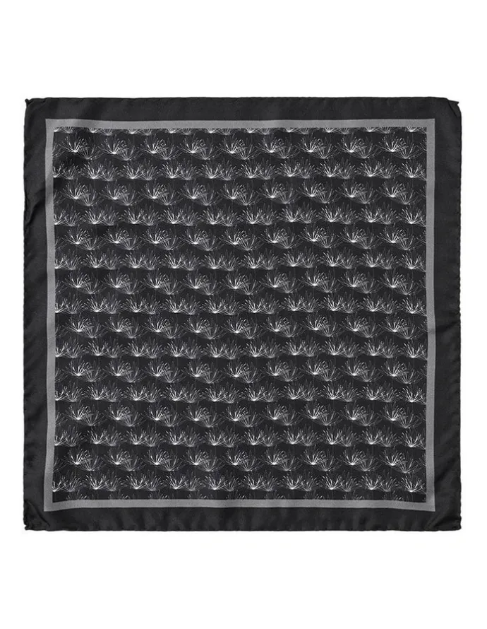 Cambridge Papyrus Grass Silk Pocket Square in Black