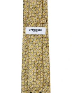Cambridge Quatrefoil Foulard Silk Tie In Yellow