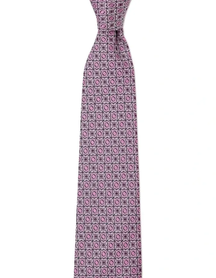 Cambridge Quatrefoil Foulard Silk Tie In Pink