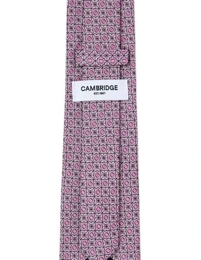Cambridge Quatrefoil Foulard Silk Tie In Pink