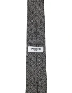 Cambridge Quatrefoil Silk Tie In Pewter