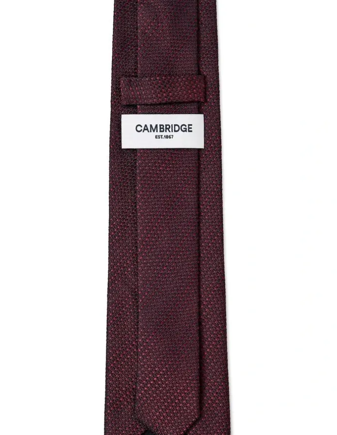 Cambridge Textured Stripe Silk Tie In Bordeaux