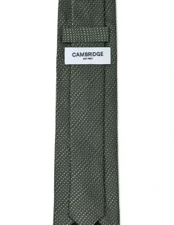 Cambridge Textured Stripe Silk Tie In Olive