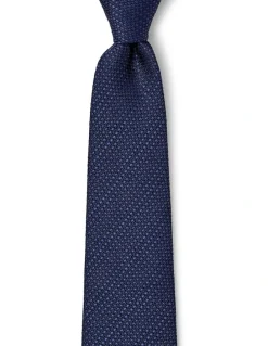 Cambridge Textured Stripe Silk Tie In Navy